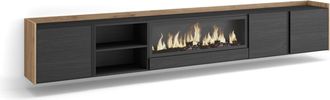 Skraut Home Skraut Home - Mueble Tv, Televisi&oacute;n, Muebles De Sal&oacute;n, Almacenaje, 315x35x50cm, Para Tv Hasta 80, Chimenea El&eacute;ctrica Xxl, Colgado, Suspendido, Estilo 