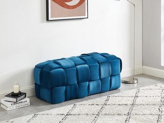 Vente-Unique Cassapanca intrecciata in Velluto Verde Petrolio - FABERO