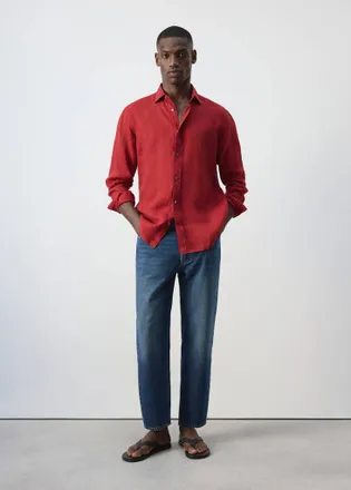 Mango Camicia 100% lino regular-fit rosso - Uomo - XXL - MANGO MAN