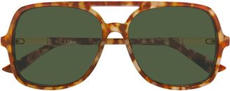 Chlo&eacute; Havana CH0364S Oversized Acetate Aviator Sunglasses