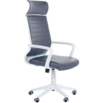 Beliani Office Chair LEADER Faux Leather Grey