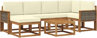 vidaXL Conjunto De Sof&aacute;s De Exterior 7 Uds. Natural Y Crema Vidaxl