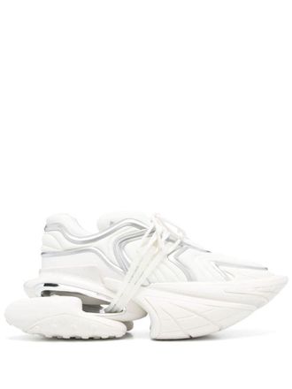 Balmain Unicorn White Sneakers With With Embossed Logo On The Side In Tech Fabric Man