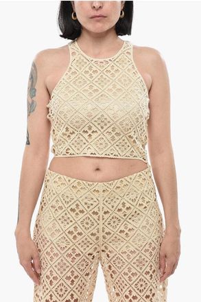 Off-white Crochet Crop Top with Lining size 38