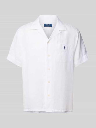Polo Ralph Lauren Custom Fit Leinenhemd mit Resortkragen in Beige, Gr&ouml;&szlig;e XXL