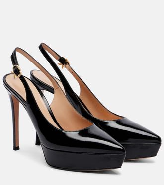 Gianvito Rossi Dasha 115 patent leather platform slingback pumps