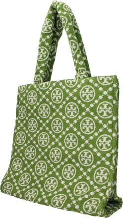 Tory Burch Womens Green Cotton-Like Shoulder Bag