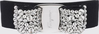 Ferragamo Fermacapelli in tessuto di cotone con ricamo di cristalli