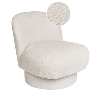 Beliani Sill&oacute;n Club Giratorio Respaldo Curvo Tapizado Boucl&eacute; Blanco Aylo