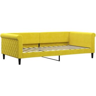 vidaXL Sof&aacute; Cama Sin Colch&oacute;n Terciopelo Amarillo 100x200 Cm Vidaxl