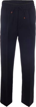 Dr&ocirc;le de Monsieur Straight-Cut Wool Blend Trousers with Embossed Drawstring