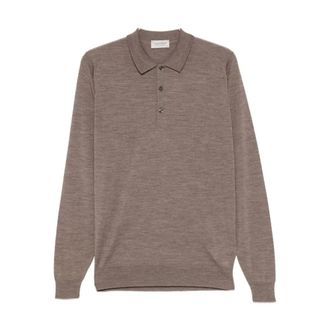 John Smedley Round-neck Knitwear, male, Brown, Size: XL Belper Polo Shirt