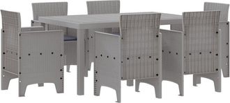 vidaXL Garden Dining Set 7 pcs Light Grey Polt rattan Vidaxl
