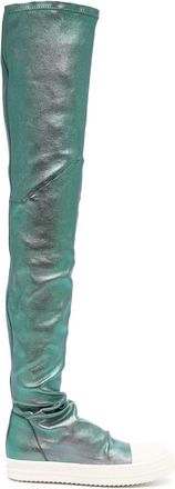 Rick Owens Stocking metallic sneaker-boots - women - Fabric/Calf Leather/Rubber - 35 - Green