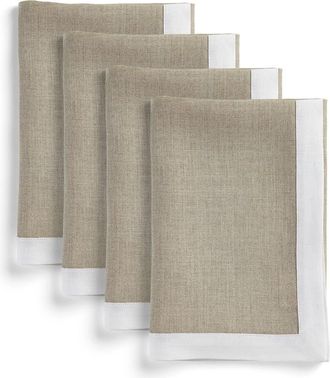Solino Home Linen Dinner Napkins Set of 4, 20 x 20 Inch for Dining Table, Holiday and Everyday Table Decor - Classic in White And Natural at