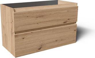 Saniclass Vita Badkamermeubelset - 100x60x46cm -2 lades - greeploos - 1 wasbak - 1 kraangat - overloop - keramiek - rustiek eiken