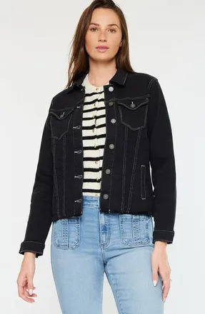 Kancan Jane Denim Jacket in Black at Nordstrom, Size X-Large