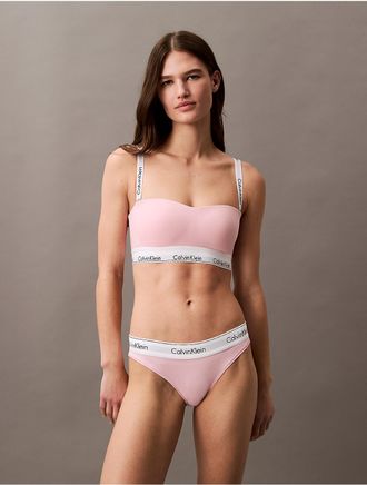Calvin Klein Womens Icon Cotton Modal Lightly Lined Bandeau Bra - Pink - XS