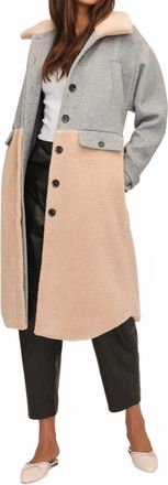 Marissa Webb Reese Sherpa Wool Coat In Grey Wool Beige Combo