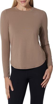 Yogalicious 2-Pack Elan Cotton Jersey Crewneck Top in Tiramisu/White Dove at Nordstrom Rack, Size Small