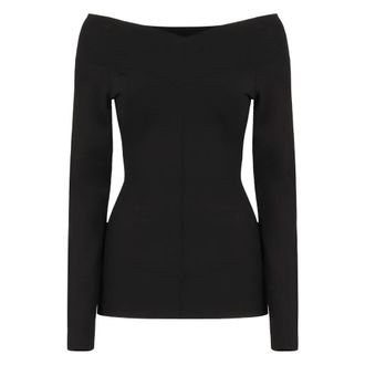 Stella McCartney Tops, Dames, Zwart, S, Polyester, Off-shoulder Viscose Top