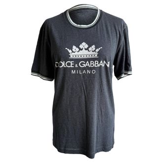 Dolce & Gabbana Dolce & Gabbana T-shirt met logo-print in grijs katoen