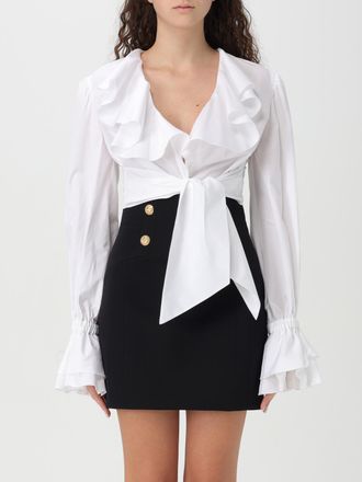Balmain Womens Poplin Wrap Blouse Ruffle Detail - White Cotton - Size EU 38 (Womens)