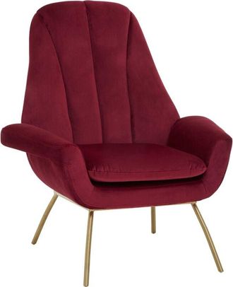 Premier Housewares Interiors by Premier Red Wine Velvet Chair with High Back, Armchair for Living Room, Home, Accent Chair with Velvet Upholstery