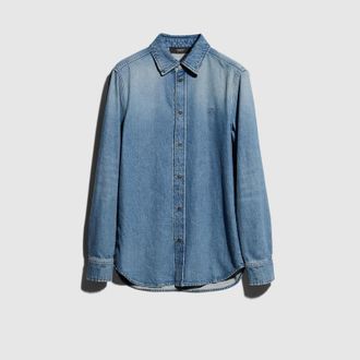 Gucci Cotton Denim Shirt With Embroidery, Size 44 IT, Blue