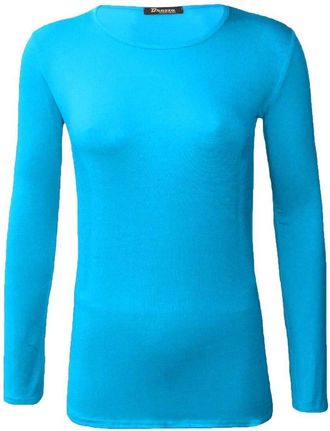 ZEE FASHION New Ladies Plain Stretch Fit Long Sleeve Womens T-Shirt Round Neck Basic Top Plus Size UK 8-26 Turquoise