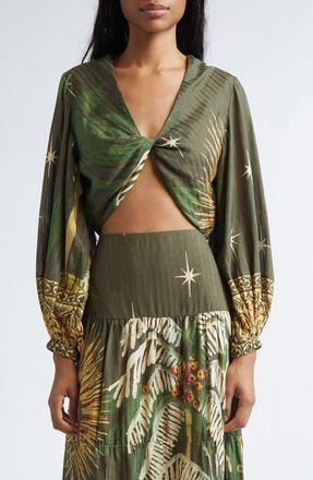 Johanna Ortiz Afterwork Reversible Crop Top in Green /Yellow at Nordstrom, Size 10