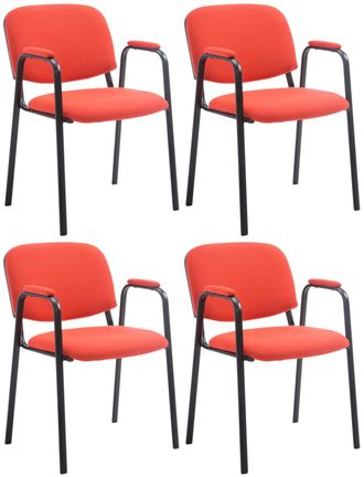 Clp Set De 4 Sillas De Confidente Ken Pro En Tela Rojo