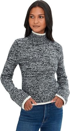 Madewell Marl Cozy Cotton Nelly Mockneck Womens Sweater Black And White Marl : XL (Womens 14-16), Cotton/Denim/Elastane