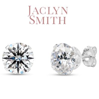 Jaclyn Smith 4 Carat Moissanite Stud Earrings In White Gold