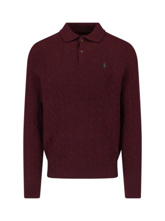 Polo Ralph Lauren Burgundy Wool-Cashmere Cable Knit Sweater