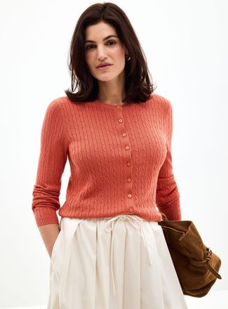 Contemporaine Womens Flowy cable-knit Cardigan Sweater