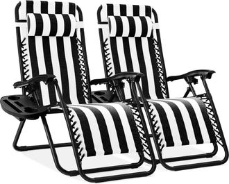 Best Choice Products Set of 2 Zero Gravity Lounge Chair Recliners for Patio, Pool w/ Cup Holder Tray