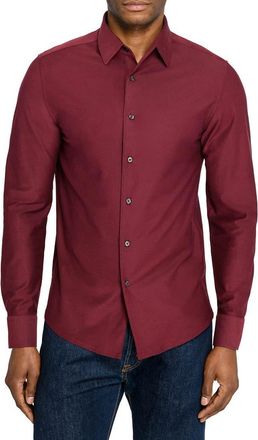 Brooklyn Brigade Solid Mapleton Luxe Cross Dyed Long Sleeve Shirt in Burgundy at Nordstrom, Size Xx-Large