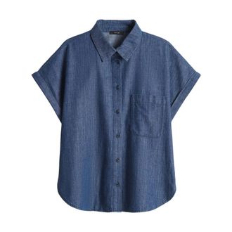 OPUS Korte Mouw Blouse Folmes - Dames - Blouses & Shirts - Blauw - Maat: XS