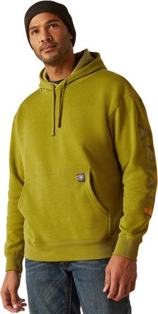 Ariat Mens Rebar Graphic Hoodie Long Sleeve Fleece in Going Green Heather Cotton, Size X-Small, by Ariat