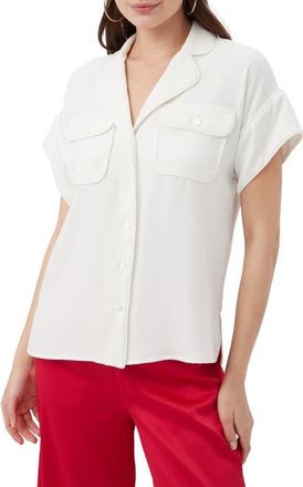 Trina Turk Gideon 2 Short Sleeve Button Up Top in Whitewash at Nordstrom, Size X-Small