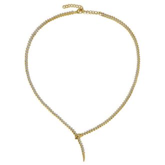 Rachel Glauber 14K Gold Plated with Clear Cubic Zirconia Coiled Snake Tennis Chain Necklace