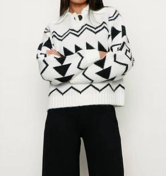 Sanctuary Below Zero Fairisle Popover Top In Chalk And Black