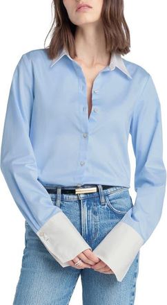 Favorite Daughter The Cuffed Statement Shirt in Powder Blue/Bright at Nordstrom, Size X-Small