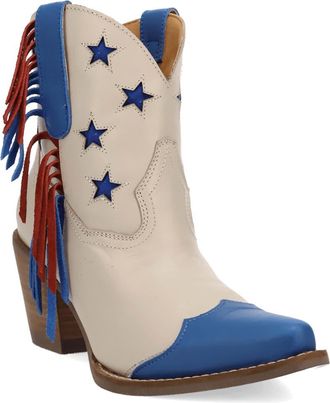 Dingo Liberty Fringe Trim Western Boot in Beige Multi at Nordstrom, Size 9.5