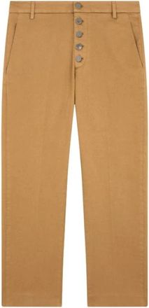 Dondup Stretch Katoenen Pantalon Nima - Dames - Straight fit broeken - Beige - W25 - Katoen - Broeken