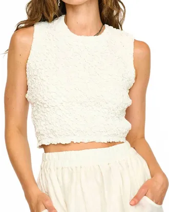Mirth Lucia Smocked Crop Top In White