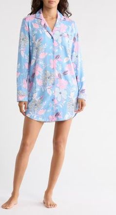 PJ Salvage Tropic Garden Sleep Shirt in Bright Blue at Nordstrom Rack, Size X-Small