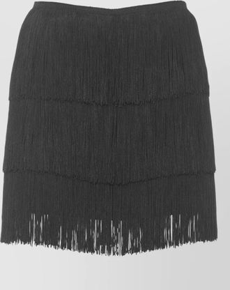 Norma Kamali layered mini skirt elastic waist fringe