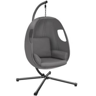 TecTake Silla colgante, acero lacado, uso int/ext, altura ajustable, antracita